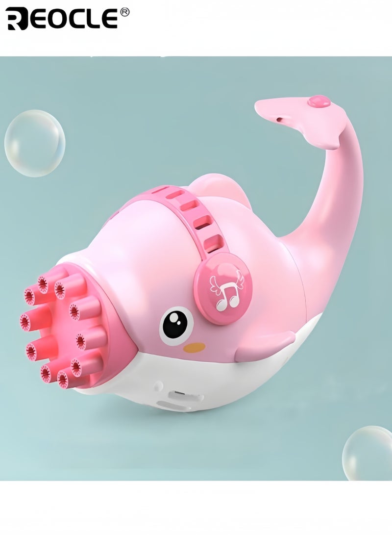 REOCLE Bubble Machine Durable Automatic Bubble Blower with Cute Dolphin Shape Portable Bubble Toys for Indoor Outdoor Birthday Party for Kids Toddlers - Image 1
