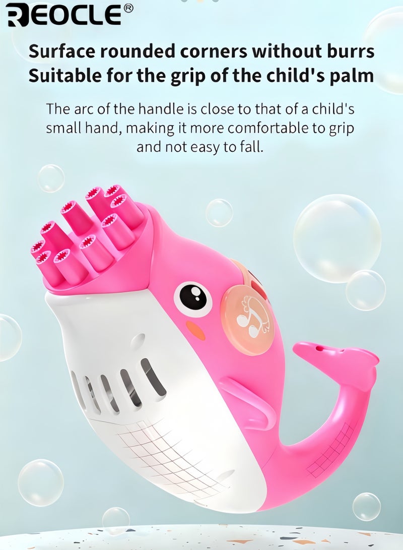 REOCLE Bubble Machine Durable Automatic Bubble Blower with Cute Dolphin Shape Portable Bubble Toys for Indoor Outdoor Birthday Party for Kids Toddlers - Image 3