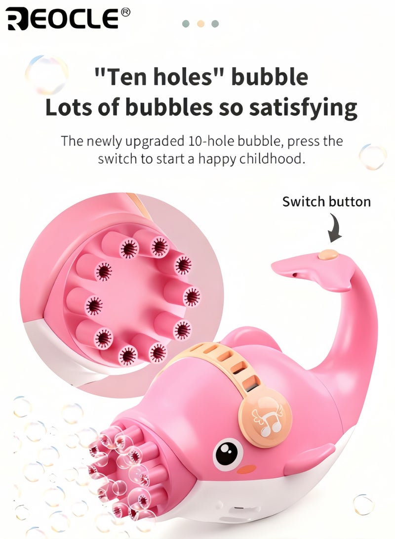 REOCLE Bubble Machine Durable Automatic Bubble Blower with Cute Dolphin Shape Portable Bubble Toys for Indoor Outdoor Birthday Party for Kids Toddlers - Image 5