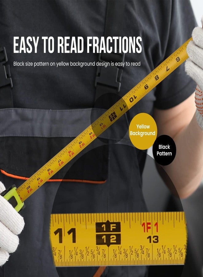 LICHAMP Tape Measure 25 ft, 1 Pack Easy Read Measuring Tape Retractable with Fractions 1/8, Measurement Tape 25-Foot by 1-Inch - Image 4