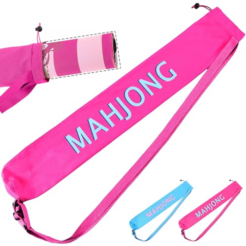 Sunnymove 34 Inch Long Mahjong Mat Bag Cute Double Strapped Canvas Drawstring Mahjong Holder Lightweight Outdoor Carrying Bag for Board Games Travel StorageMat Not IncludePink1 Pc - Image 1