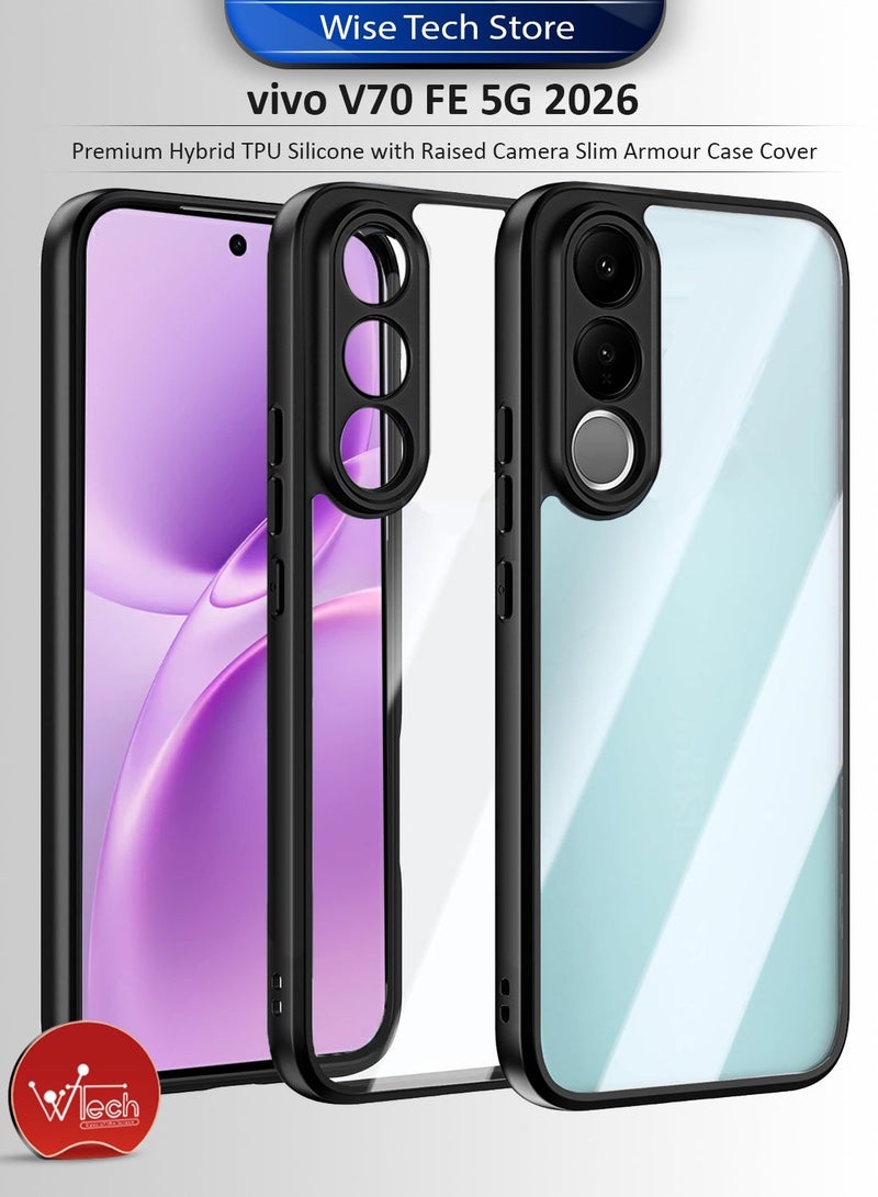 Wtech vivo V70 FE 5G 2026 Hybrid TPU Silicone with Raised Camera Slim Armour Case Cover (MCAPSA) - Clear/Black & vivo V70 FE 5G 2026 Premium E2E Series Full Glue Full Cover Tempered Glass Screen Protector (MSGECN) - Clear/Black Bundle - Image 2