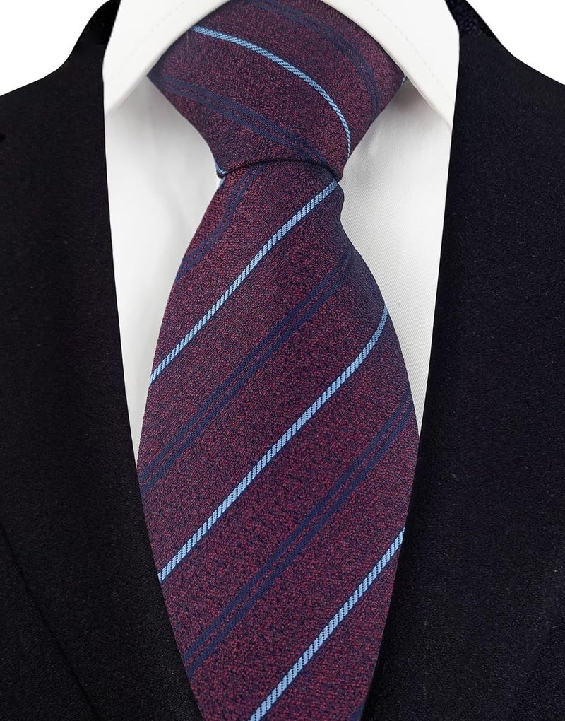 Secdtie Men's Classic Stripe Jacquard Woven Silk Tie Formal Party Suit Necktie - Image 2