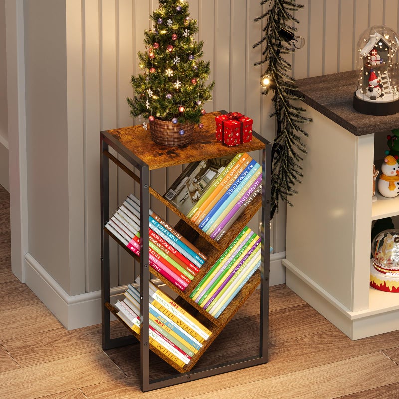 Cutogxon Small Bookcase - 5 Tier Tree Bookshelf with EVA Pads, Book Shelf for Small Spaces Bookshelves End Side Table Wooden Book Storage Organizer for Hardcover Books Bedroom Living Room, Patent Pending - Image 3