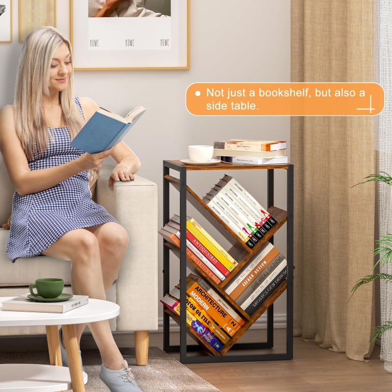Cutogxon Small Bookcase - 5 Tier Tree Bookshelf with EVA Pads, Book Shelf for Small Spaces Bookshelves End Side Table Wooden Book Storage Organizer for Hardcover Books Bedroom Living Room, Patent Pending - Image 1