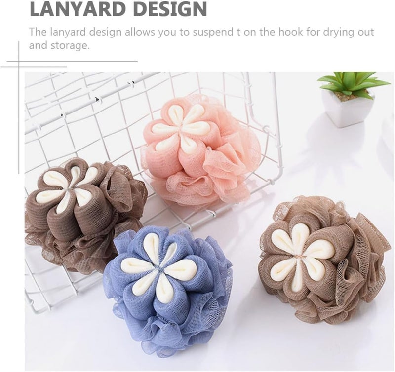 3pcs Soft Bath Loofah Sponges Flower Shower Puff Mesh Exfoliating Bath Scrubbers for Individual Skin Cleaning and Bathing Random Color - Image 3
