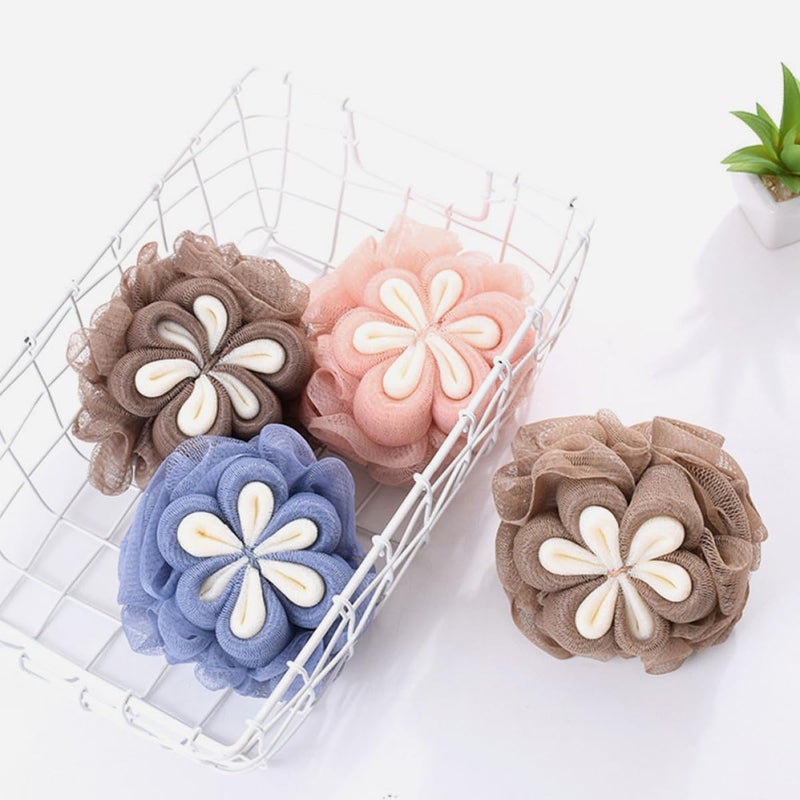 3pcs Soft Bath Loofah Sponges Flower Shower Puff Mesh Exfoliating Bath Scrubbers for Individual Skin Cleaning and Bathing Random Color - Image 4