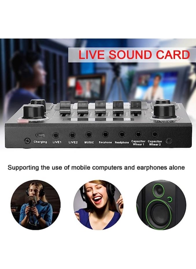 Generic - V9 Live Sound Card With BM800 Microphone Full Set Bluetooth Accompaniment Audio Mixer with Sound Effects - Image 1