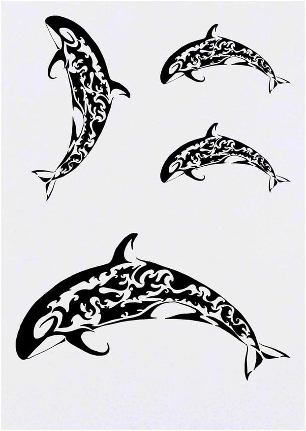 4 x Orca Whale Temporary Tattoos Water Resistant SkinSafe NonToxic Transfers Mixed Sizes TO00007845