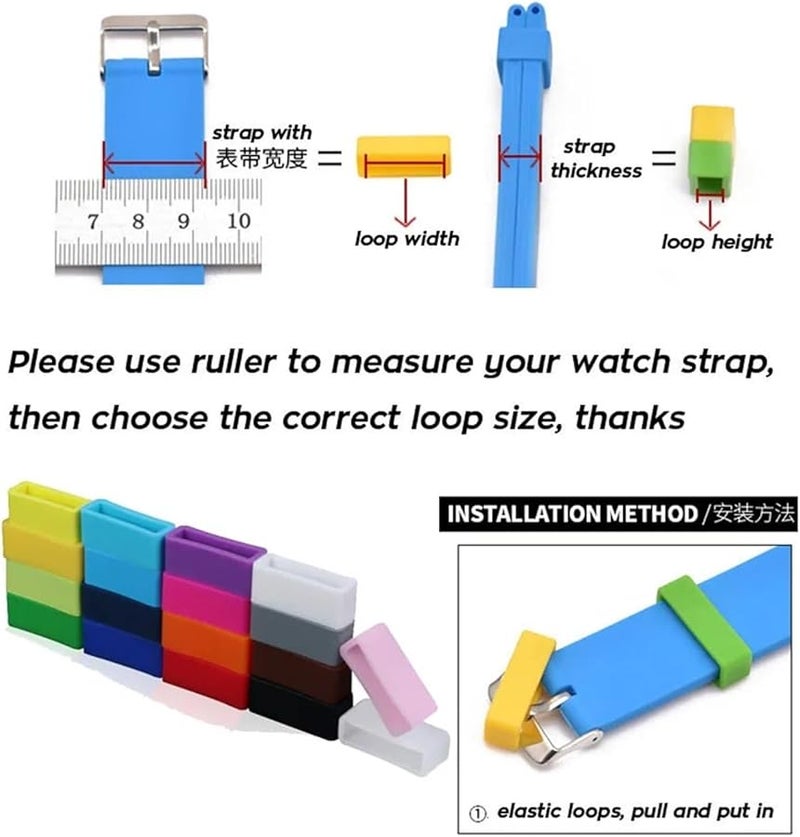Dark Blue 19mm Silicone Watch Band Retainer Loops 42PCS For Men Sport Watches - Image 5