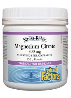 natural Factors Natural Factors Magnesium Citrate Powder, Supports The Heart, Muscle and Nerve Function, 300 mg, Tropical Fruits Flavor 