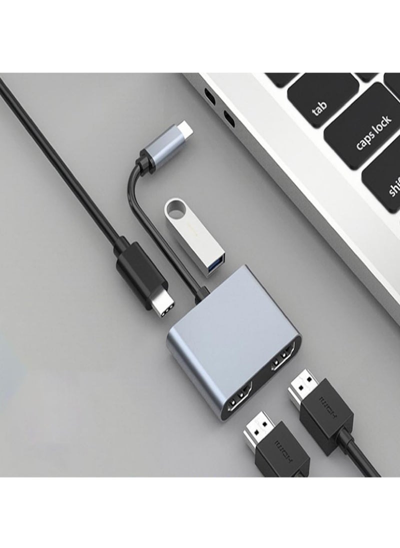 USB C to HDMI Adapter USB 3.0 Type C Adapter Hub to HDMI 4K 30Hz USB 3.0 USB-C Charging Port USB-C Digital AV Multiport Adapter for MacBook Pro/iPad/Switch/Pro/S8+/S9 (USB C to Dual hdmi Adapter)