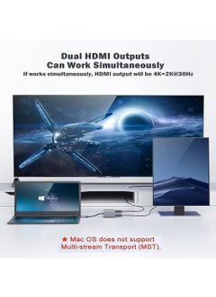 Rock Pow USB C to HDMI Adapter USB 3.1 Type C Adapter Hub to HDMI 4K USB 3.0 USB-C Charging Port USB-C Digital AV Multiport Adapter for MacBook Pro/iPad/Switch/Pro/S8+/S9 (USB C to Dual hdmi Adapter)  - Image 2