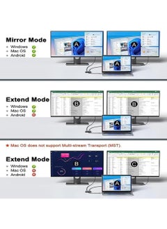 Rock Pow USB C to HDMI Adapter USB 3.1 Type C Adapter Hub to HDMI 4K USB 3.0 USB-C Charging Port USB-C Digital AV Multiport Adapter for MacBook Pro/iPad/Switch/Pro/S8+/S9 (USB C to Dual hdmi Adapter)  - Image 3