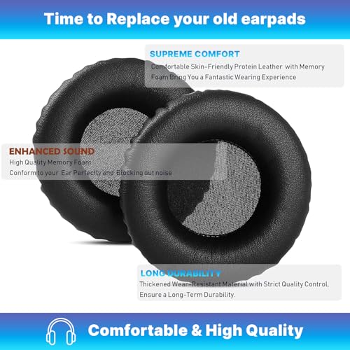 Street27® 80mm Headphone Cushion Compatible with Rockerz 450, 450 Pro, Sony WHXB700/WH XB700 Extra Bass Bluetooth Headphones, Ear Pads with Soft Protein Leather, High-Density Memory Foam - Black - Image 2