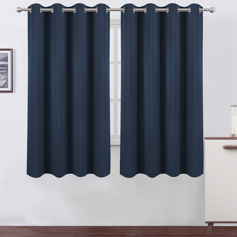 LEMOMO Blackout Curtains 52 x 63 inchNavy Blue Curtains Set of 2 PanelsThermal Insulated Room Darkening Bedroom Curtains
