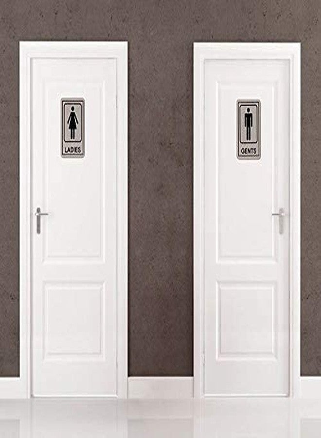 KRYTONE�.Fx 1 Set Of Gents and Ladies(Vertical) Stainless Steel Self Adhesive Gents and Ladies Toilet or Restroom Signage Board Combo, 6x4-inch (Metallic) - Image 2