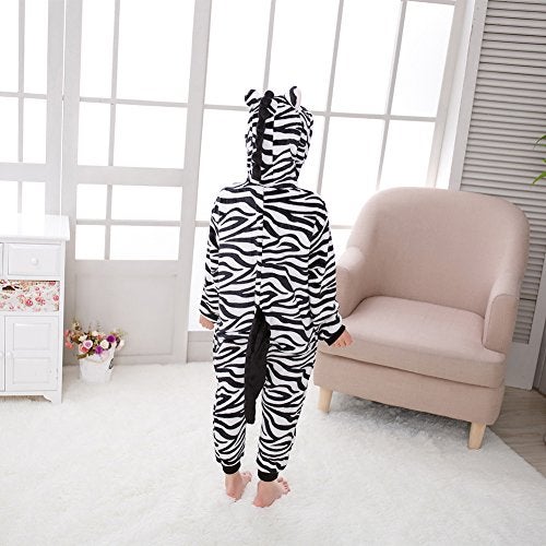 WAFUNNE Kids Zebra Costume Cosplay Halloween Animal Onesie for Boys Girls Child Zebra Black S - Image 3