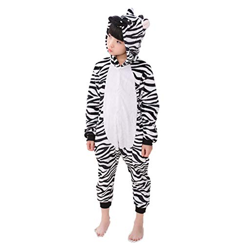 WAFUNNE Kids Zebra Costume Cosplay Halloween Animal Onesie for Boys Girls Child Zebra Black S - Image 1