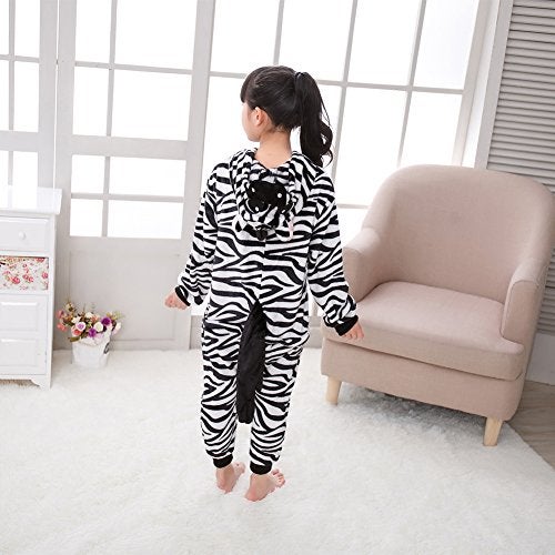 WAFUNNE Kids Zebra Costume Cosplay Halloween Animal Onesie for Boys Girls Child Zebra Black S - Image 2