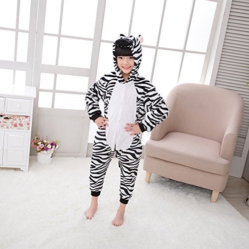 WAFUNNE Kids Zebra Costume Cosplay Halloween Animal Onesie for Boys Girls Child Zebra Black S - Image 4