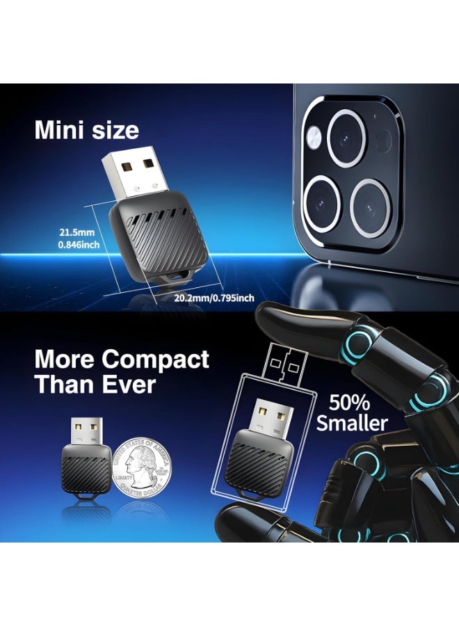 M.A&F's Mini Wireless CarPlay & Android Auto Adapter, Ultra-Small Wired to Wireless Dongle, USB-A with Type-C Adapter Included, Fast Auto Connect, Plug & Play for Cars with Factory CarPlay - Image 2