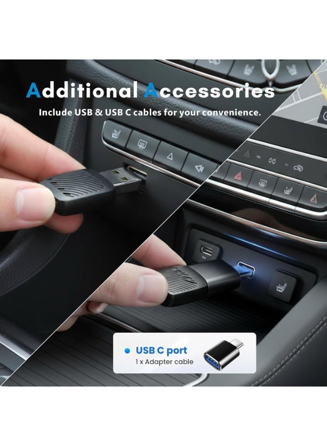 M.A&F's Mini Wireless CarPlay & Android Auto Adapter, Ultra-Small Wired to Wireless Dongle, USB-A with Type-C Adapter Included, Fast Auto Connect, Plug & Play for Cars with Factory CarPlay - Image 4