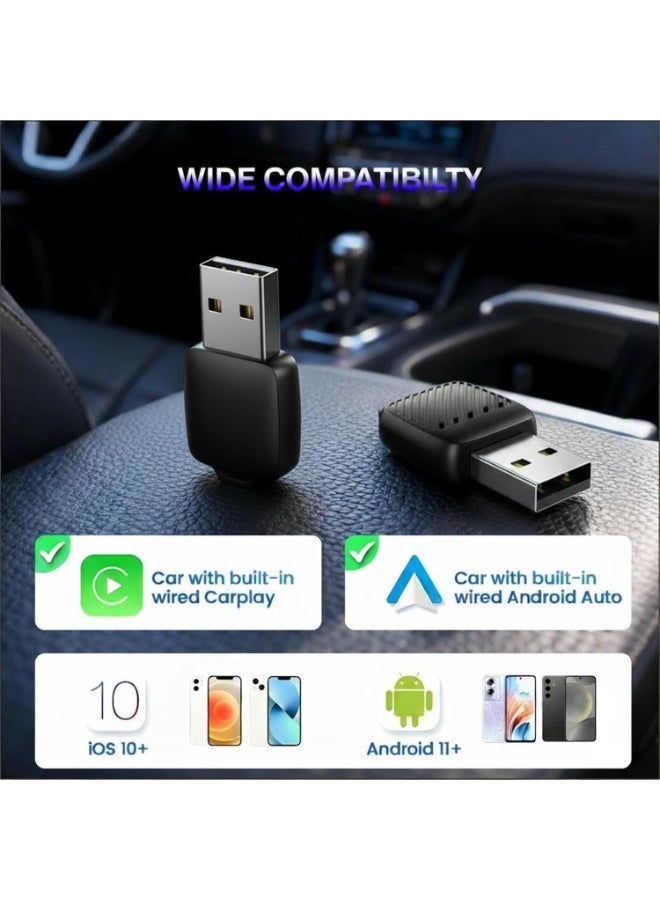 M.A&F's Mini Wireless CarPlay & Android Auto Adapter, Ultra-Small Wired to Wireless Dongle, USB-A with Type-C Adapter Included, Fast Auto Connect, Plug & Play for Cars with Factory CarPlay - Image 5
