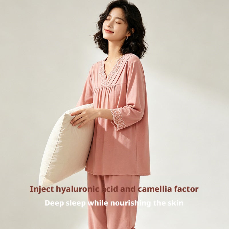 Bamboo Cotton Women's Pajama Set with Padded Bra, 3/4 Sleeve, 9/10 Pants - Image 3