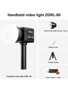 FlashHawk 80W Professional Handheld Photography Light, COB Portable LED Video Light with Softbox and Handheld Tripod, 2500-6500K CRI 96+ , 10000mAh Big Battery, Type-C power supply for Video Shooting, Outdoor Photography  - Image 2