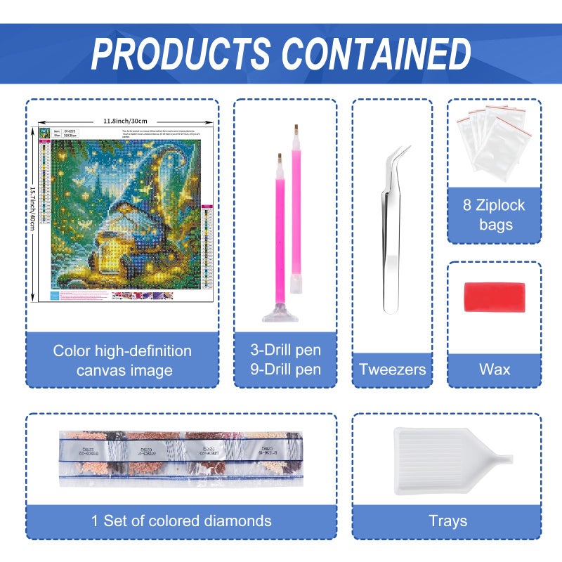 Camocin Diamond Art Kits for Adults Gnomes, 5D Gnome Diamond Painting Kits for Adults Beginners, DIY Gnome Full Round Dots Drill Gem Art Kit for Gift Home Wall Decor 14 x 14 Inch - Image 4