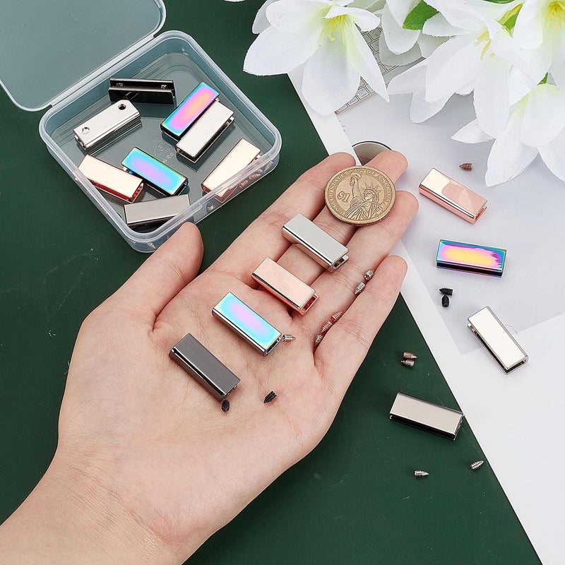 كلاراكو مجموعة من 16 مشبكًا مزخرفًا للحقائب من كلاركو، 4 ألوان من أطراف نهايات الحزام المعدنية، مشبك غطاء حافة حقيبة اليد، مشبك لخياطة يدوية، حزام حقيبة، سدادة نهاية السحاب، ملحقات، 0.98×0.4×0.24 بوصة - Image 4