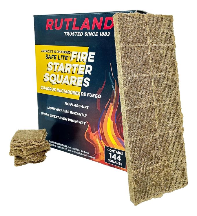 Rutland Products Rutland 50B Safe Lite Fire Starter Squares for Fireplaces, Grill Pits, Campfires, BBQ & Smokers - Longer Burn - 144 Squares - Image 1