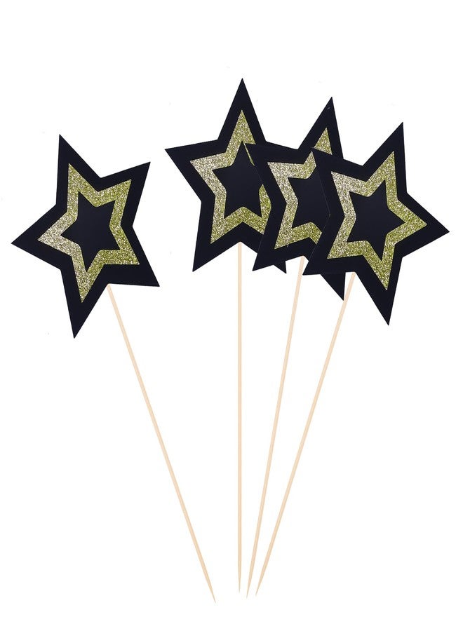 Giuffi 8PCS Glitter Star Centerpiece Toppers for Adult Party Supply Dessert Bar Decorations 18th 21th 25th 30th 40h 50th 60th 70th 80th 90th Birthday - Black and Gold - Image 2
