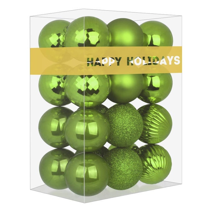 Lime Green 25 Christmas Balls Christmas Tree Decoration Ornaments Shatterproof Hanging Balls for Birthday Halloween Holiday Wedding Decorations Set of 24pcs