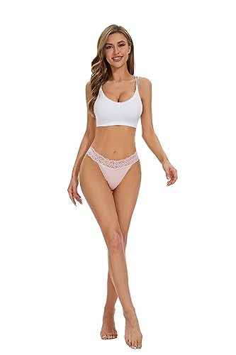 voenxe Seamless Lace Thongs for Women No Show Thong Underwear,Lady Breathable Comfort Panty Soft Laser Cut Undie,Tanga,5-Pack Basic - Image 4