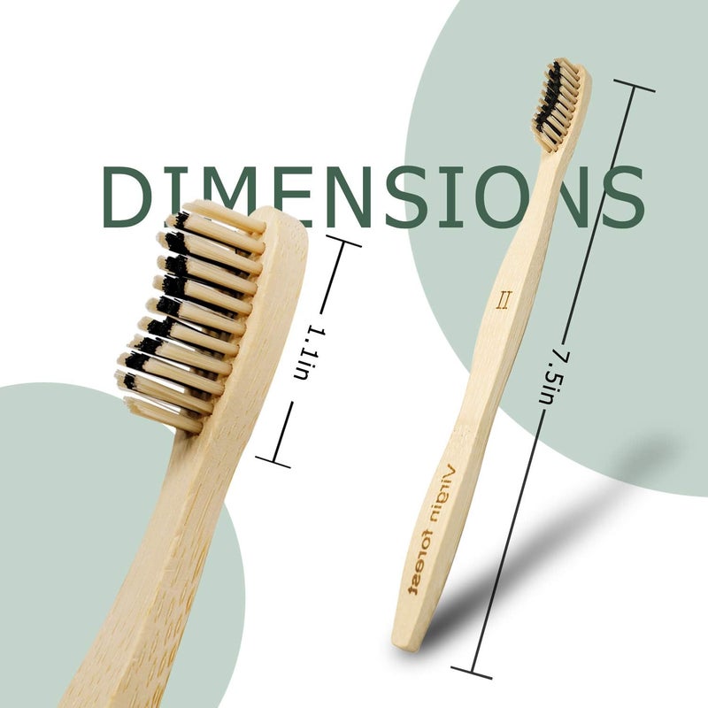Virgin Forest Bamboo Toothbrush, Biodegradable Soft Bristles Toothbrushes, Wooden Toothbrush with Wave-Shaped Two-Color Bristles and Larger Thicker Handle (6 Pcs) - Image 5
