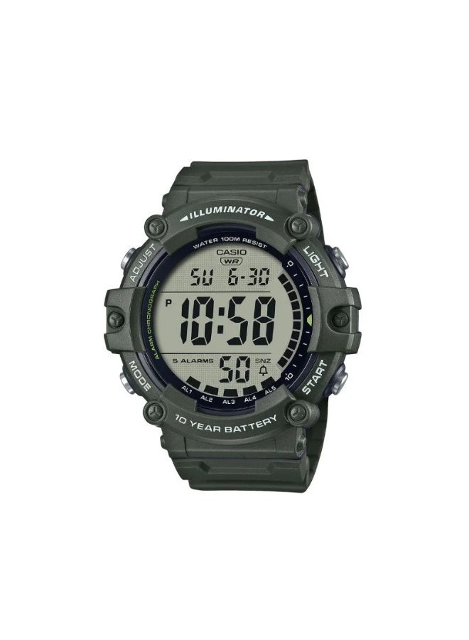 Casio Men's Digital Sports Watch Green Resin Strap Wide Face AE-1500WHX-3AVDF - Image 1