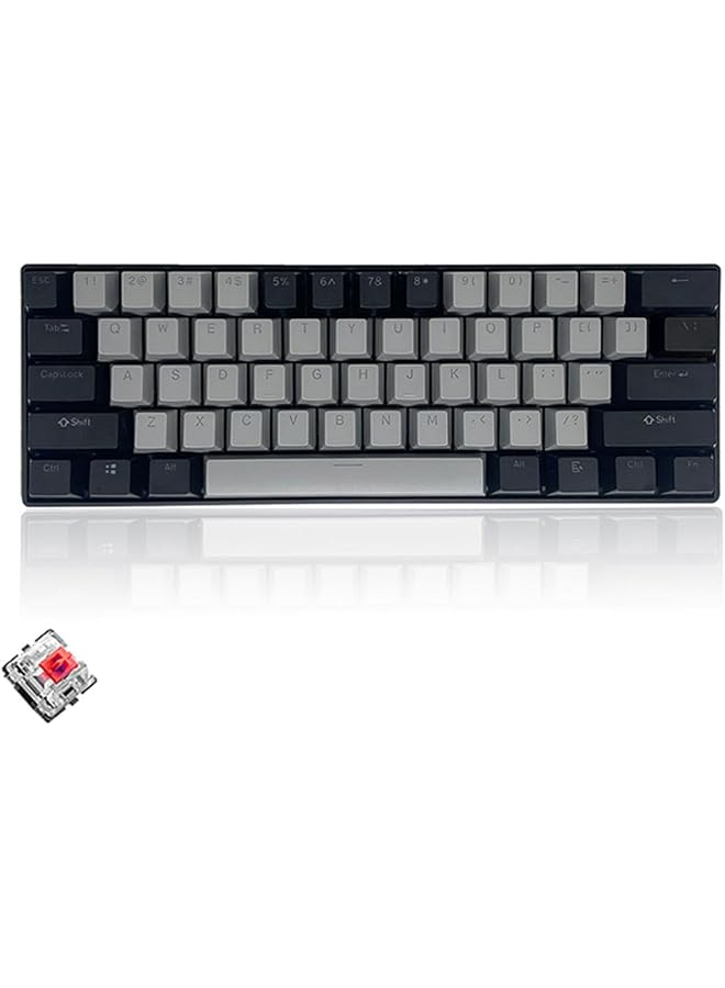 61 Keys Rgb Gaming Keyboard 60% Mini Wired Waterproof With Anti Ghosting Keyboard And Two Color Keycaps With Red Switch For Gamers(Dark Gray And Black) - Image 1
