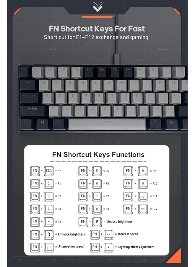 61 Keys Rgb Gaming Keyboard 60% Mini Wired Waterproof With Anti Ghosting Keyboard And Two Color Keycaps With Red Switch For Gamers(Dark Gray And Black) - Image 4