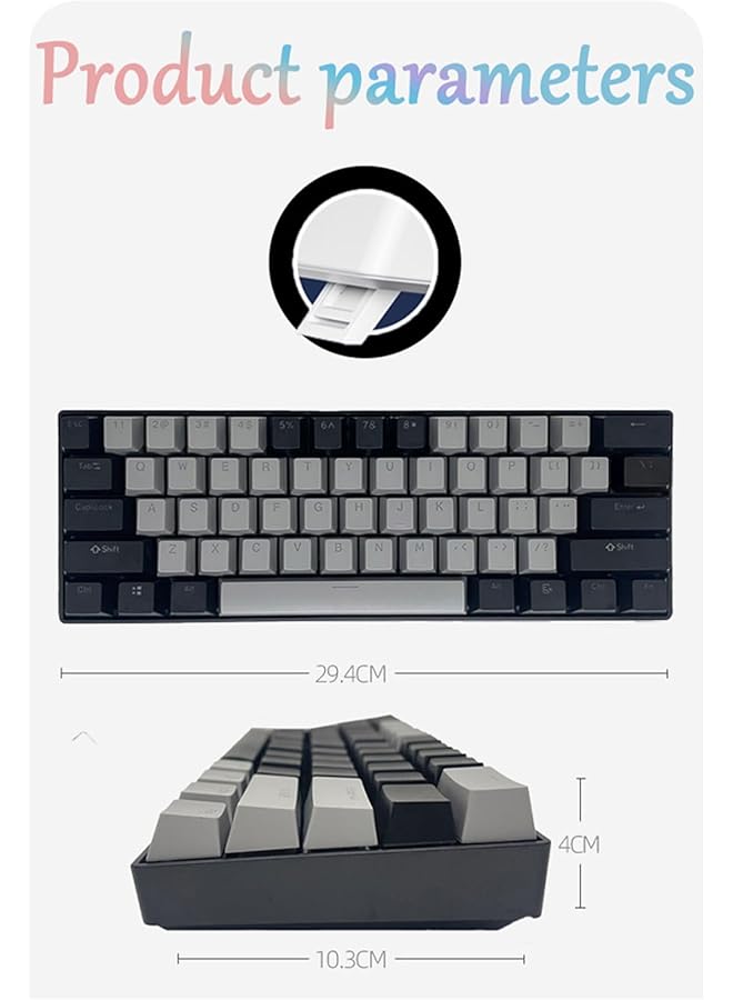 61 Keys Rgb Gaming Keyboard 60% Mini Wired Waterproof With Anti Ghosting Keyboard And Two Color Keycaps With Red Switch For Gamers(Dark Gray And Black) - Image 5