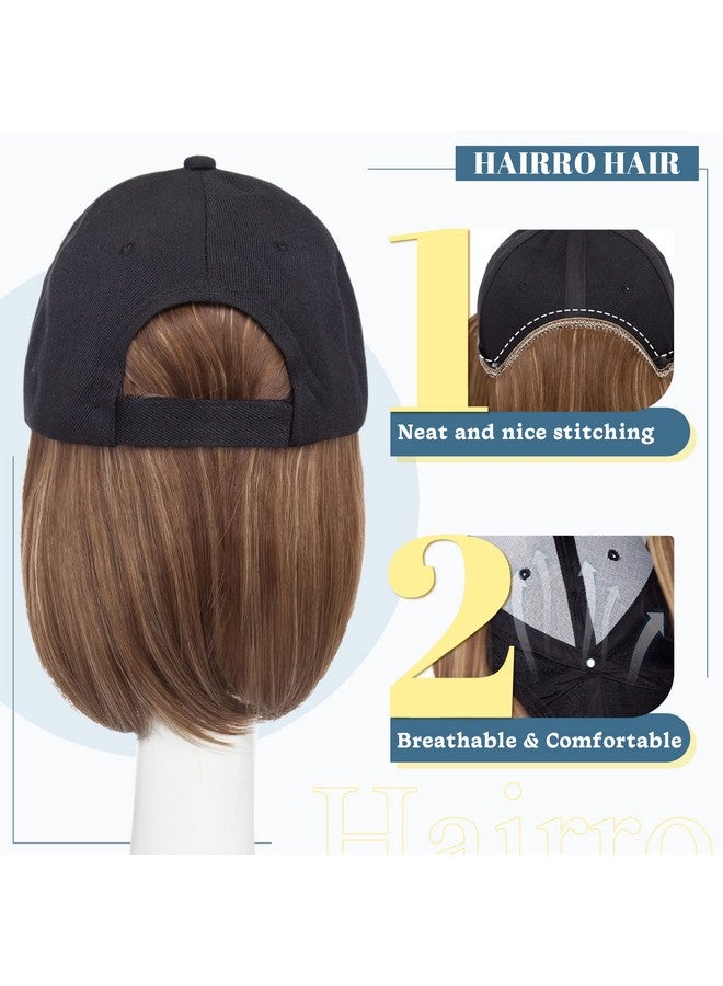 Hairro Hat With Hair Attached For Women Baseball Hat Wig Short Bob Hairstyle Synthetic Straight Adjustable Highlight Balayage Cap Hair Extensions 11" 170G 10P22T - Image 5