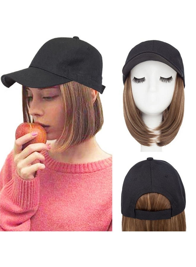 Hairro Hat With Hair Attached For Women Baseball Hat Wig Short Bob Hairstyle Synthetic Straight Adjustable Highlight Balayage Cap Hair Extensions 11" 170G 10P22T - Image 2