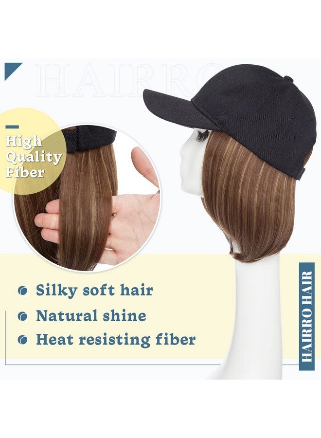 Hairro Hat With Hair Attached For Women Baseball Hat Wig Short Bob Hairstyle Synthetic Straight Adjustable Highlight Balayage Cap Hair Extensions 11" 170G 10P22T - Image 3