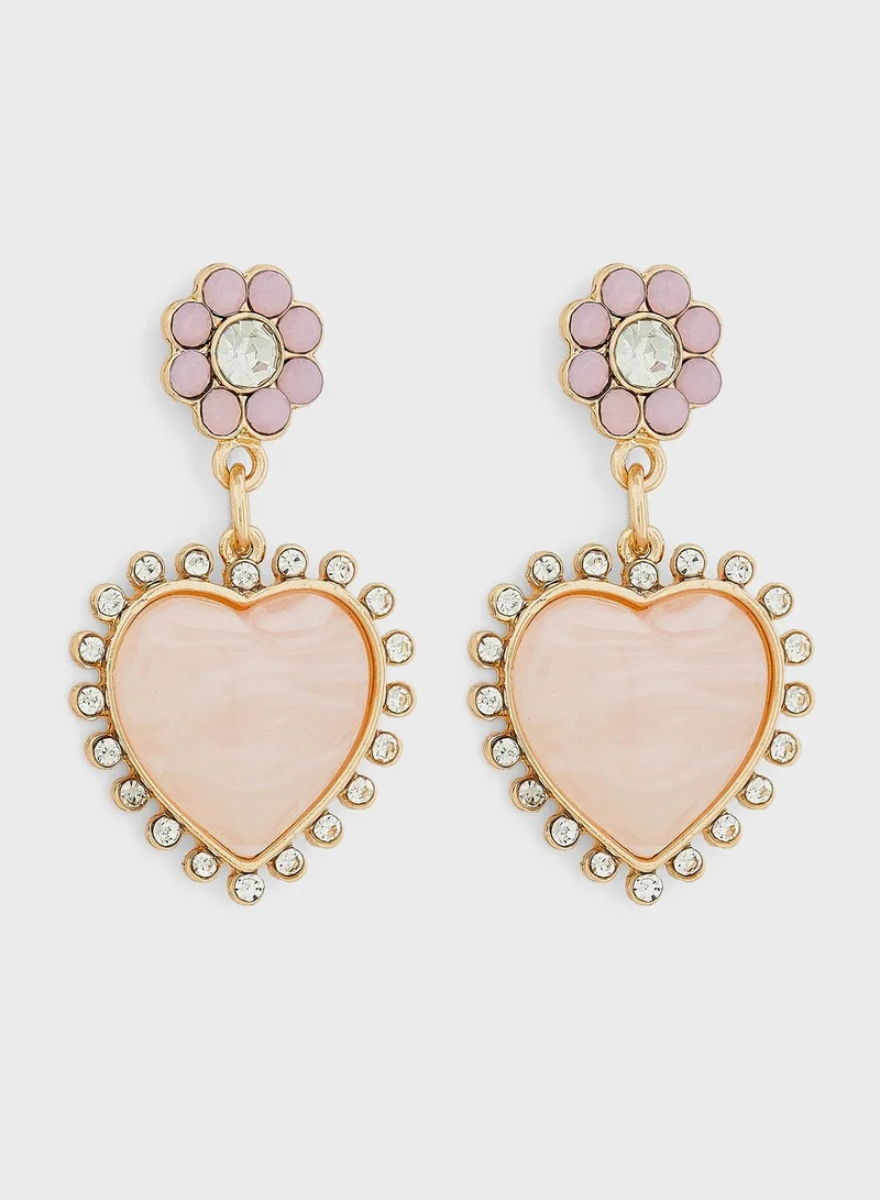 Ginger Embellish Heart Shaped Drop Earrings