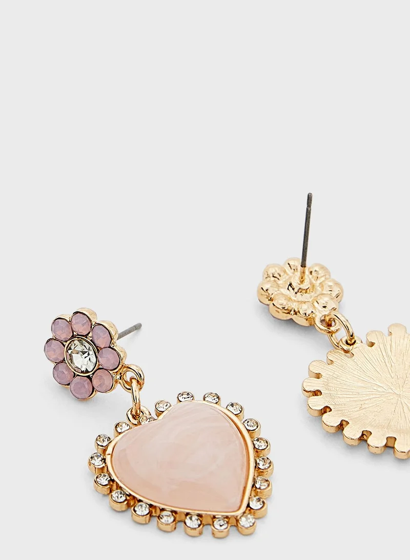 Ginger Embellish Heart Shaped Drop Earrings