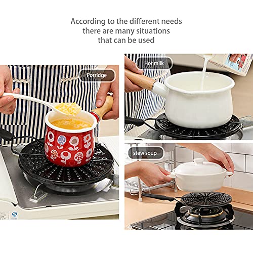 Jolfay Heat Diffuser for Gas Stove, Induction Hot Plate with Handle Gas Furnace Thermal Diffuser Solid Stainless Steel Plate(Black) - Image 3
