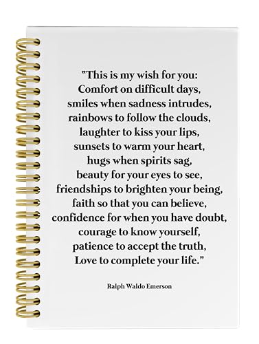Knibeo Inspirational Quotes Notebook Journal - Ralph Waldo Emerson Quotes Inspirational Journal, Inspirational Notebooks, Motivational Gifts, 5.5×8.3 Spiral Bound Notebook with 164 Page, - Image 1