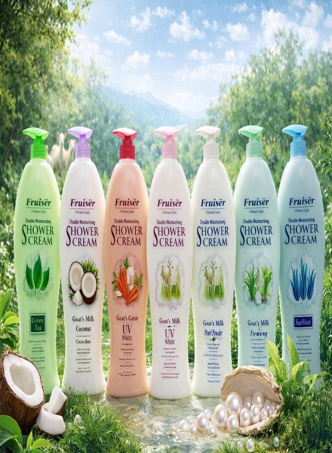 فروزير كريم استحمام فرويزر بحجم عائلي | غسول للجسم مرطب ومغذي | جل استحمام مرطب لطيف للاستخدام اليومي للبشرة الجافة والحساسة | منظف استحمام بتركيبة كريمية غنية | 1000 مل (حليب الماعز يو في وايت + جوز الهند) - Image 4