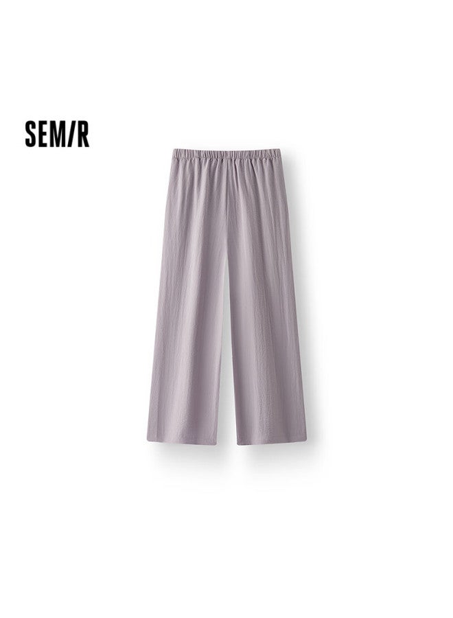Semir Women's Texture Long Pants Casual Loose Relaxation Summer Elastic Waist Wide Leg Pants 109325127007 - Image 1